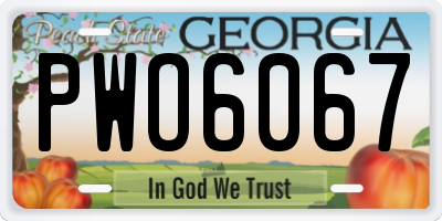 GA license plate PWO6067