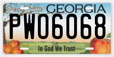 GA license plate PWO6068