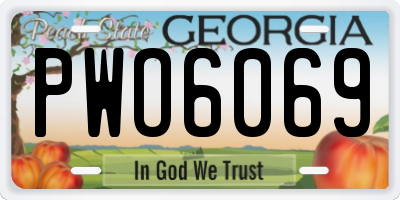 GA license plate PWO6069