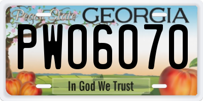 GA license plate PWO6070