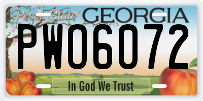 GA license plate PWO6072