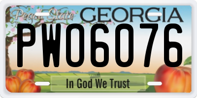 GA license plate PWO6076