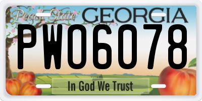 GA license plate PWO6078