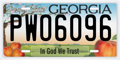 GA license plate PWO6096