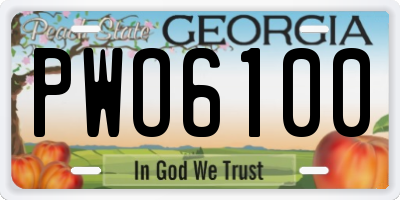 GA license plate PWO6100