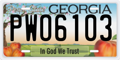 GA license plate PWO6103