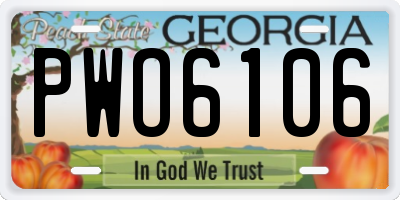 GA license plate PWO6106
