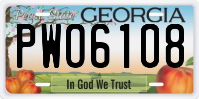 GA license plate PWO6108