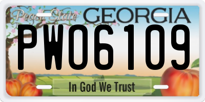 GA license plate PWO6109
