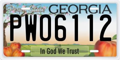 GA license plate PWO6112