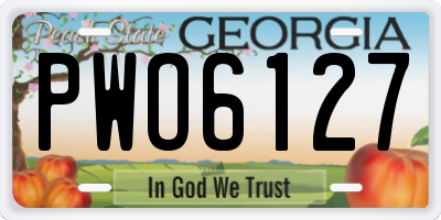 GA license plate PWO6127