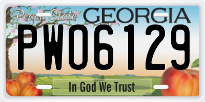 GA license plate PWO6129