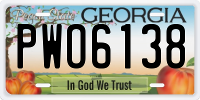 GA license plate PWO6138