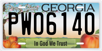 GA license plate PWO6140