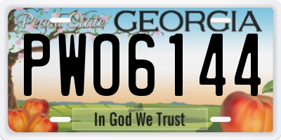GA license plate PWO6144
