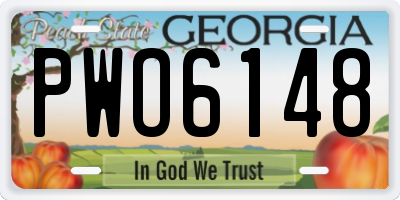 GA license plate PWO6148