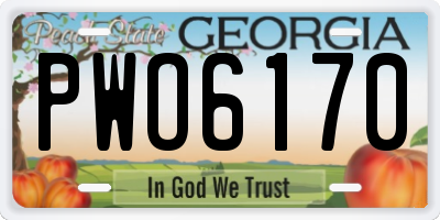 GA license plate PWO6170