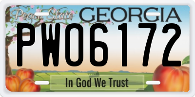 GA license plate PWO6172