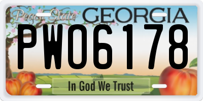 GA license plate PWO6178