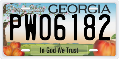 GA license plate PWO6182