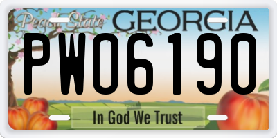 GA license plate PWO6190