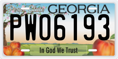 GA license plate PWO6193