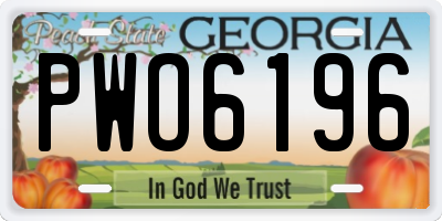 GA license plate PWO6196