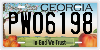 GA license plate PWO6198