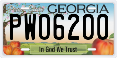 GA license plate PWO6200