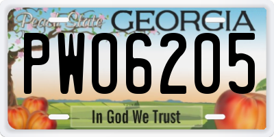 GA license plate PWO6205