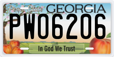 GA license plate PWO6206