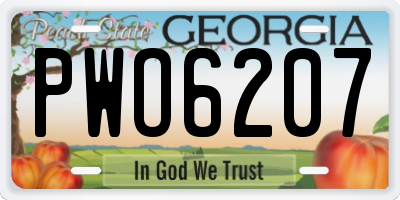 GA license plate PWO6207
