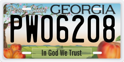 GA license plate PWO6208