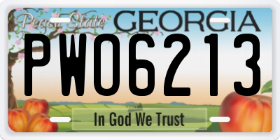 GA license plate PWO6213