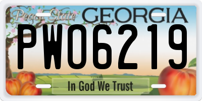 GA license plate PWO6219