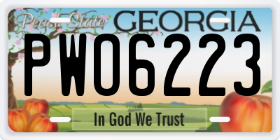 GA license plate PWO6223