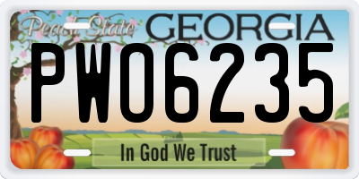 GA license plate PWO6235