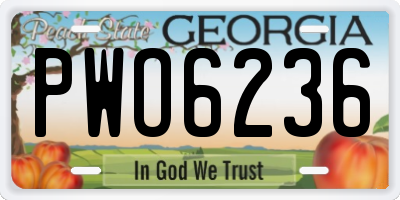 GA license plate PWO6236