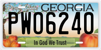 GA license plate PWO6240