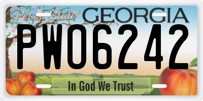GA license plate PWO6242
