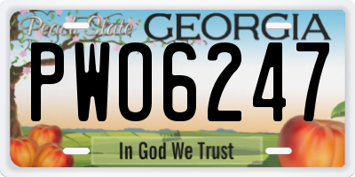 GA license plate PWO6247
