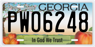 GA license plate PWO6248