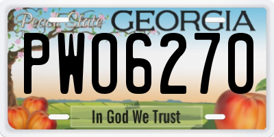 GA license plate PWO6270