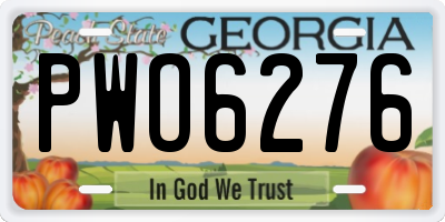 GA license plate PWO6276