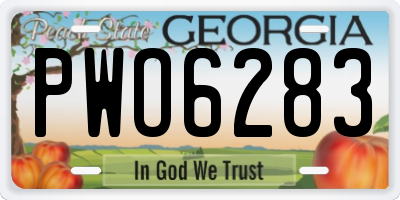 GA license plate PWO6283