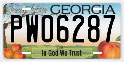GA license plate PWO6287