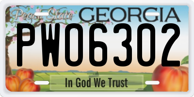 GA license plate PWO6302