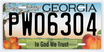 GA license plate PWO6304
