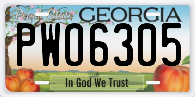 GA license plate PWO6305