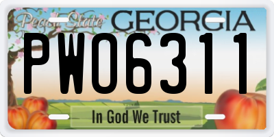 GA license plate PWO6311